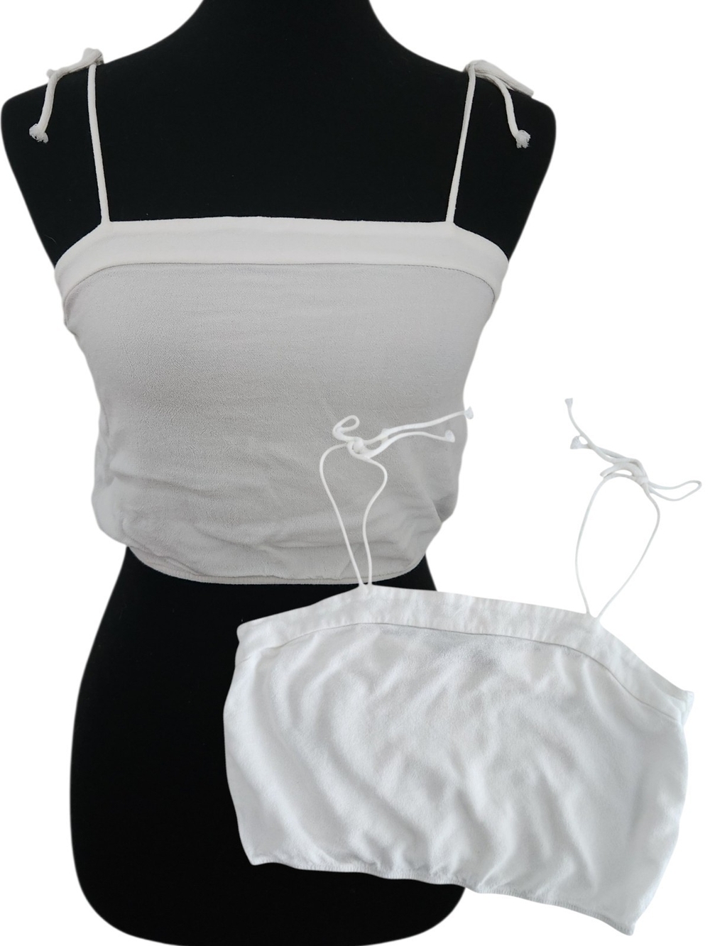Honey Punch White Tie-Shoulder Bandeau Crop Top Boho Tank Top Cami Size S 70s